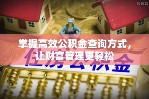 同安掌握高效公积金查询方式，让财富管理更轻松