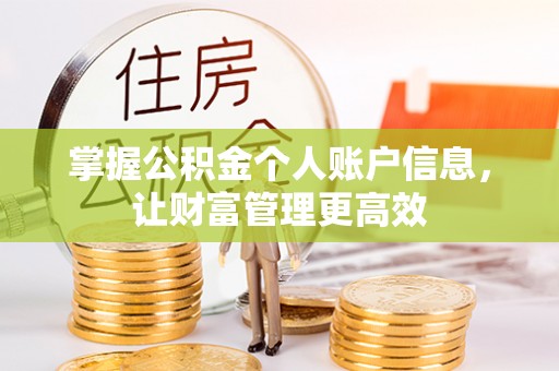 同安掌握公积金个人账户信息，让财富管理更高效
