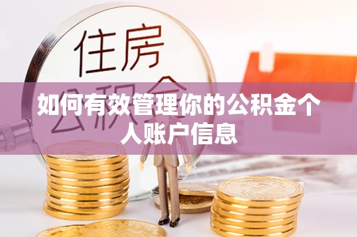 同安如何有效管理你的公积金个人账户信息