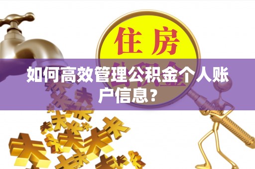 同安如何高效管理公积金个人账户信息？