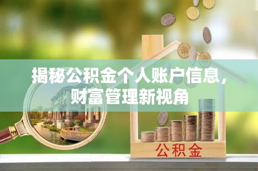 同安揭秘公积金个人账户信息，财富管理新视角